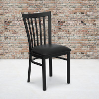 Flash Furniture Hercules Series Black School House Back Metal Restaurant Chair with Black Vinyl Seat XU-DG6Q4BSCH-BLKV-GG